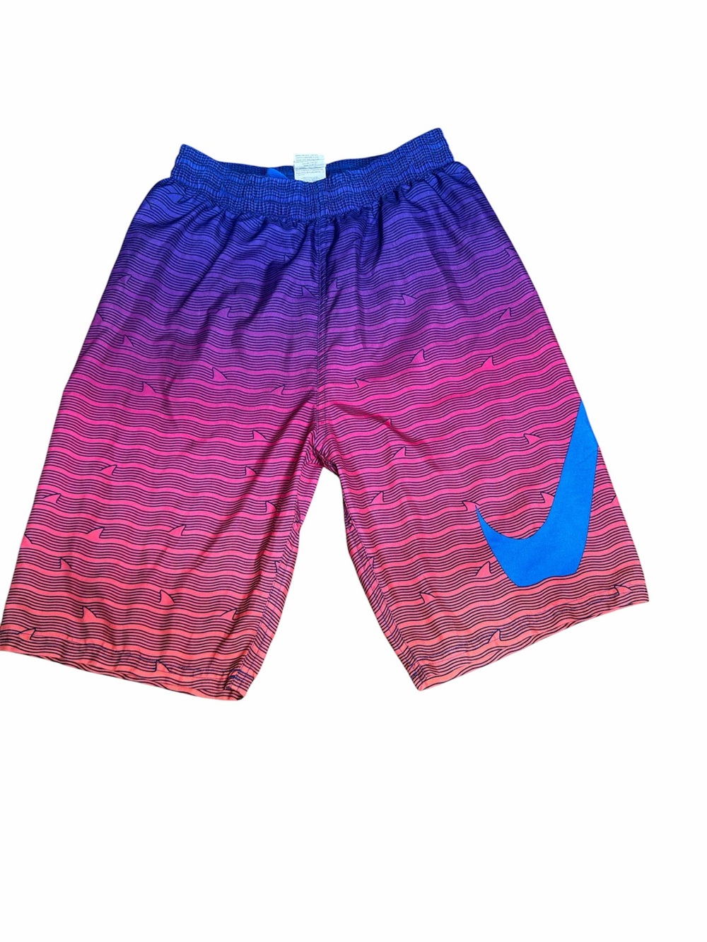 Nike Kids Pink to Purple Gradient Swim Shorts with Blue Swoosh